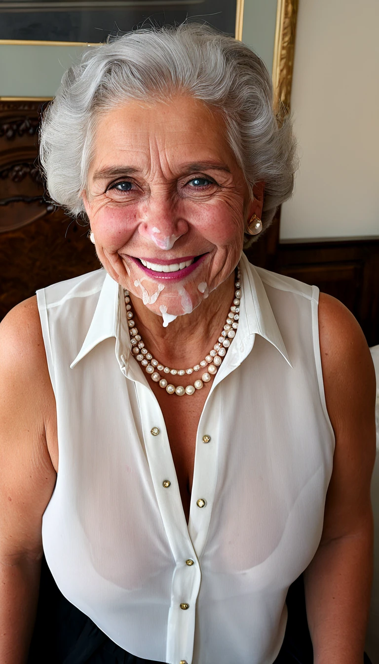 (sucking ?????:1.3), (????? ???:1.4), (???????????:1.6), (queen elizabeth 90yo at hospital), (look down:1.4), (excessive ??? on ??????:1.4) (????:1.7), (white chiffon blouse:1.5), (from belove:1.4)