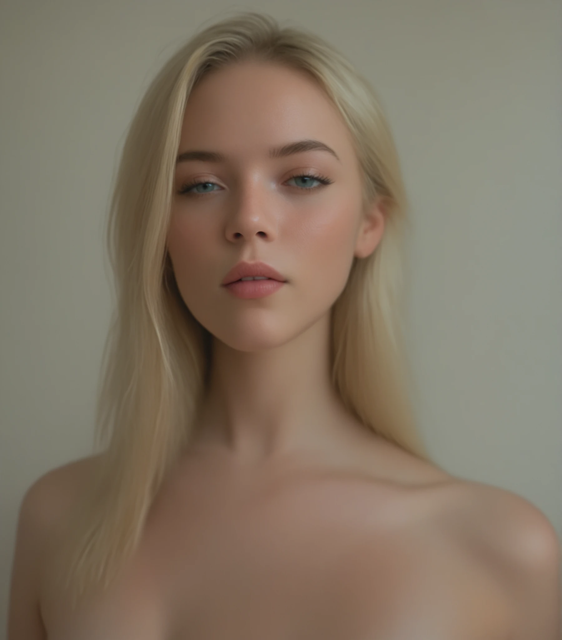 fashion model 16 years old, [[closeup]], [[[[chest]]]], [[neck]], [shoulders], perfect eyes, perfect iris, perfect lips, perfect teeth, perfect fine skin, soft front light, glow, HDR, (muted colors:1.2), extremely high detailed, 8k