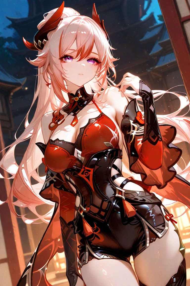 masutepiece, Best Quality，Squat ，Crab crotch，Leotard，highleg, Elegant, 1girl in, thigh high boots, well-muscled，Cute, blushed, Looking at Viewer, From  above,, Mini skirt, White and black striped T-shirt, Blue eyes, Beautiful eyes, Beautiful background, light Particle, Sun rays, Dramatic Lighting, Outside, shiny, Realistic, masutepiece, Best Quality, Ultra-detailed, Detailed, Scenery, Beautiful detailed eyes, detailed hairs
