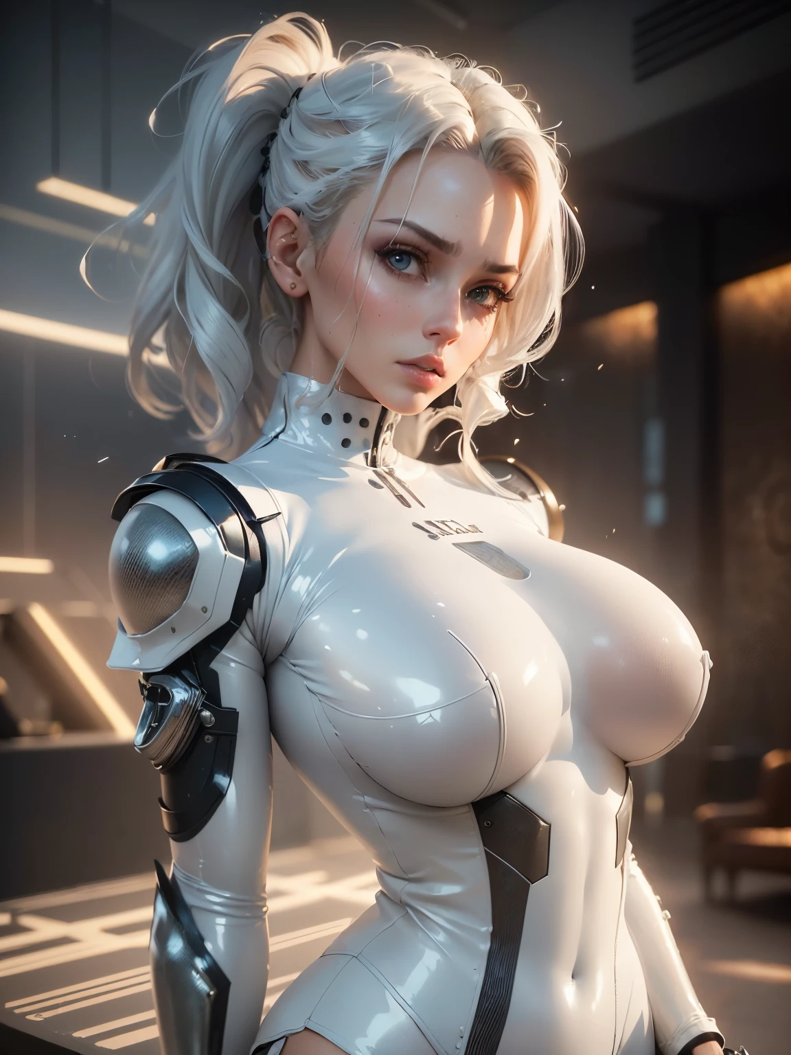 ultra detailed complex 3d rendering of a gorgeous porcelain profile android face, cyborg, robotic parts, 150 mm, beautiful soft studio light, rim light, vibrant details, luxurious cyberpunk, lace, hyper-realistic, anatomical, facial muscles, electrical cables, microchip, elegant, beautiful background, octane rendering, HR Giger style, 8k, best quality, masterpiece, illustration, extremely delicate and beautiful, extremely detailed, CG, unit, wallpaper, (realistic, photorealistic: 1.37), amazing, finely detailed, masterpiece, best quality, official art, 8k unit wallpaper CG extremely detailed, absurd, incredibly absurd, robot, black gold helmet, full body, sitting, (detailed face), sunset, sweaty, dirt, post-apocalyptic, long hair, cyberpunk, (modelshoot style), nsfw, catastanna20, render 3D, beautiful, rendered in redshift, rendered stylized 3D, cyberpunk, sci-fi character rendering, sci-fi character, stylized as a 3d render,quality 8k, unreal engine 5, nvidia dlss, ((Best quality)), ((masterpiece)), (detailed: 1.4), 3D, cyberpunk, HDR (High Dynamic Range),Ray Tracing, NVIDIA RTX, Super-Resolution, Unreal 5, Subsurface dispersion, PBR texture, Post-processing, Anisotropic filtering, Depth of field, Maximum clarity and sharpness, Realistic details, without duplicating parts of the character, attention to small details.