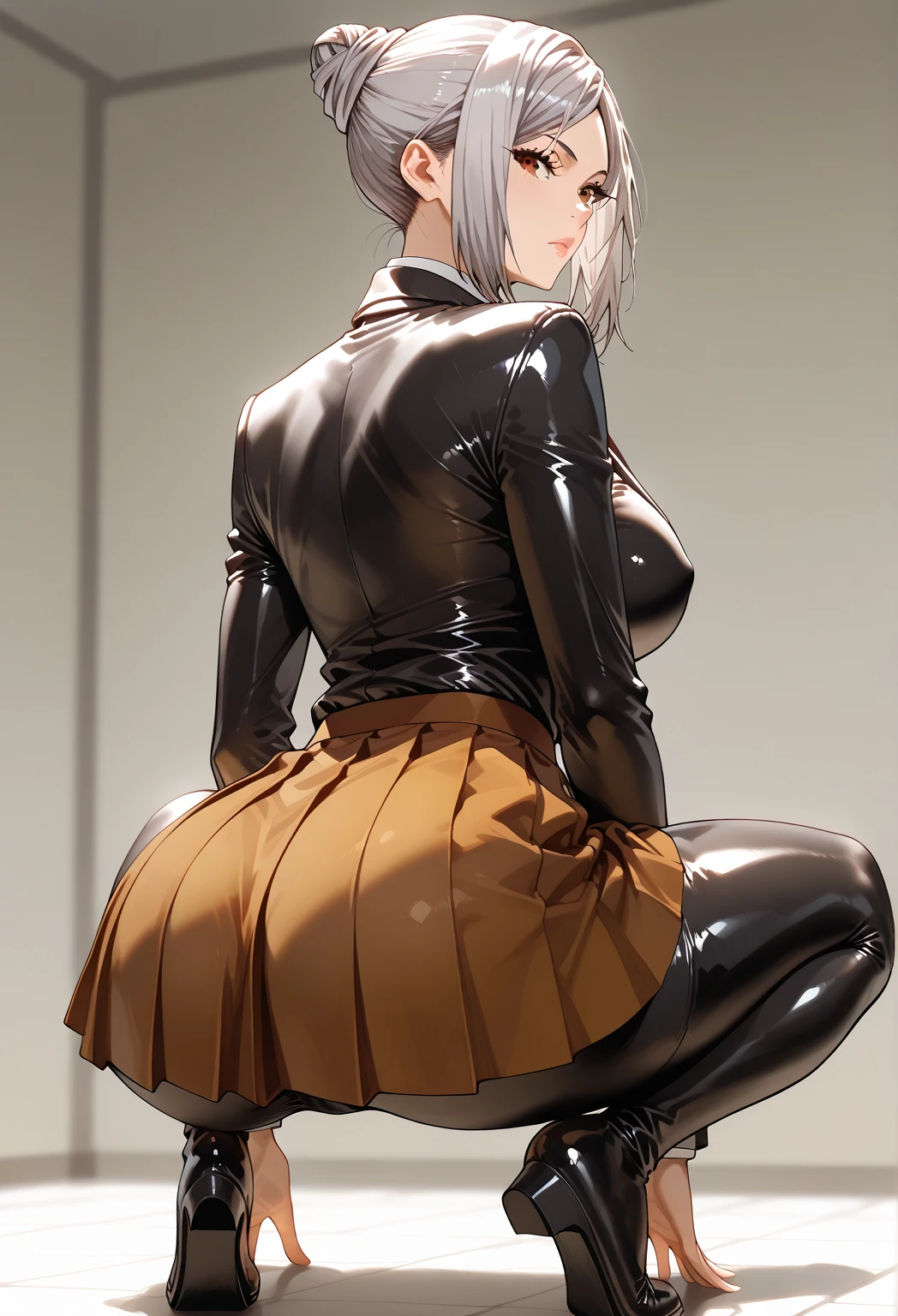 ((1Menina nun black, short black latex skirt)), Menina bonita do mais alto grau, extremely high quality, A mais alta qualidade de imagem, Top resolution, Fotos RAW, Realistic, ultra detalhado e bonito, Detalhes mais altos, Athletic body, long black hair with braids, Pele clara bonita , seios grandes, medium hips, olhos azuis brilhantes e claros, muito chamativo, com roupa de nun black sexy, saia preta curto, black knee high boots, Icons, cores vibrantes, estilo vetorial, arte digital, 4k, detalhes perfeitos, hipnotizante, feito profissionalmente, beautiful vector illustration, 12k resolution, ..3d, todos os caracteres detalhados em comprimento total, ((altamente detalhado)), ((vibrante)),((Ultra alta qualidade)), bem detalhado