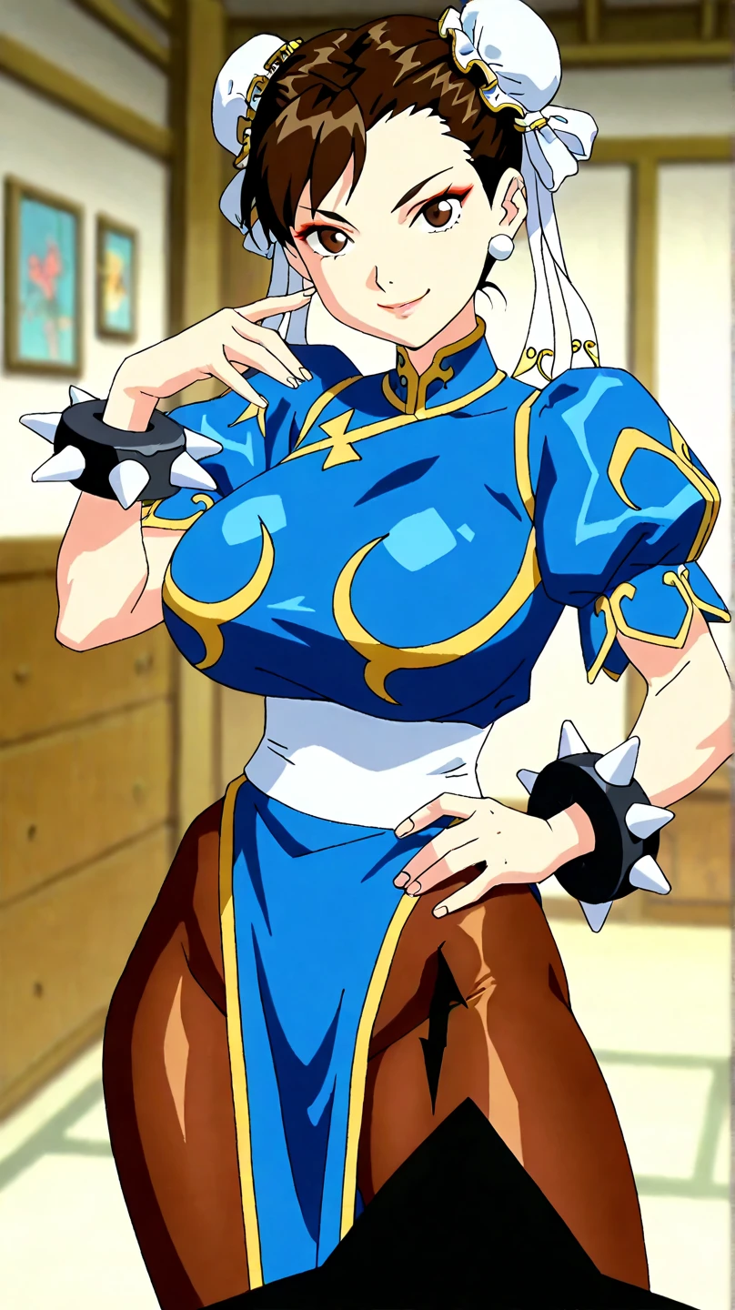 Jeune fille anime busty sportive de mignonne avec un corps de rêve (ventre mince,grosses fesses,gros seins ferme,grosses cuisses),cheveux chignon,cheveux brun,elle est dans sa chambre,portrait, clivage, Souriant, sexy (8K, Photo brute,énorme seins,buste parfait,seins ferme,meilleure qualité, chef-d'œuvre:1.2),Ultra-détaillé, (peau très détaillée:1.2), 8k euh, Reflex numérique, Éclairage doux, haute qualité,extrêmement détaillée,cheveux très détailler