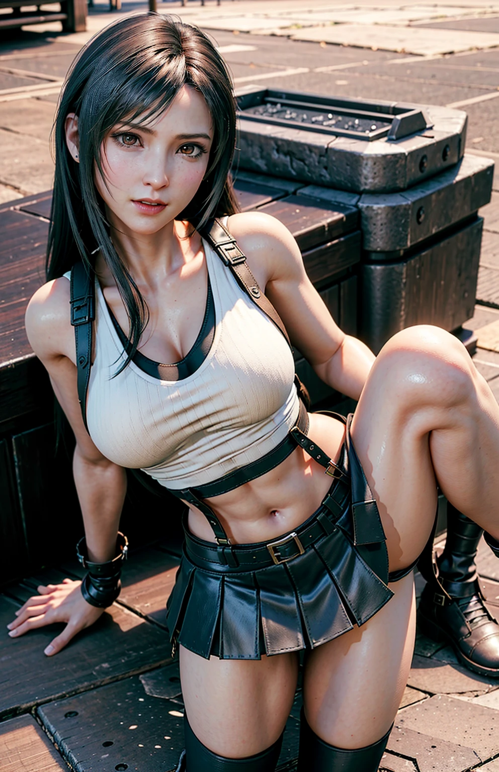{(masterpiece,best quality, 8K UHD, extremely detailed CG, detailed beautiful face and eyes and skin and hair), (ultra detailed face)}, {(ultra realistic photo graphic style:1.4)}, {(1girl free_fall from 10000m above the ground:1.2), (out of focus background:1.4)}, {1girl, 18yo, (beasts_ears),medium hair, Ponytail hair with braids, forehead}, {(strike witches:1.4),(military shoes:1.2), (thigh-high socks),(navel:1.2)}, {(cheerful:1.3), (candid shot),(glowing eyes)}, {(bring knees forward:1.1), (inner thighs showing pose:1.2)}, {(VENICE city:1.2)}