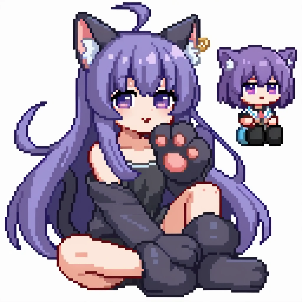 score_9, score_8_up, score_7_up, Emote, high quality, high res, highly detailed face, white background,
Purple lynx, furry, eyeliner, eyelished, femboy, kemono, black eyeshadow, long hair, wavy hair, collar, shota, head tuft, shoulder tuft, chest tuft, purple fur, purple hair, fluffy, shirtless, looked pleasured, disheveled, black lipstick, seductive, teasing face, cute fangs, nipples, hair over shoulders, lycanroc, by skeleion, penis, 