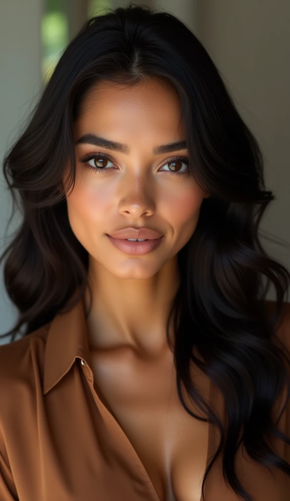 arafed, femme, à, vêtements noirs, fille sexy aux yeux marrons, Portrait Sophie Mudd, cheveux bruns et grands yeux, selfie d&#39;une jeune femme, violette myers, sans maquillage, maquillage naturel, regarder directement la caméra, visage avec artgram, maquillage subtil, superbe photo de tout le corps, dans un starbucks, clivage