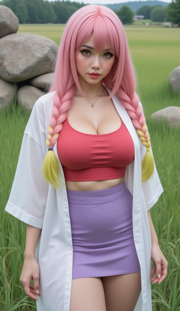 obra maestra, photoRealistic, 8K ,Make eye contact with the camera., micro bikini, escote,、Los detalles del iris de la pupila son muy sorprendentes、Extremidades sin roturas.、adolescente blanca、Boca naturalmente cerrada、Areola natural、natural 、ojos fijos、cuerpo natural、Slightly baby face、rostro femenino、cuerpo femenino、con cara redonda、a small face、mejillas suaveirando a la camara、cuerpo completosbian、desapego、Rostro equilibrado、Estrabismo ligeramente interno, Golpes ((ojos grandes)) pechos reveladores. ropa de dormir elegante transparente, Mitsuri Kanroji , trenzas, Asesino de demonios, cabello rosado, dyed pink hair, mucama, servidumbre, Mansion, asombroso, Real anime, diadema en la cabeza, blanco, cuerpo mojado, arcoiris verde rosa, textura en la piel, Real, blue kimono, escote, Uniforme escolar, falda morada, blanco shirt, SFW, action pose, lucha, pose de movimiento, Katana, Katana japonesa,