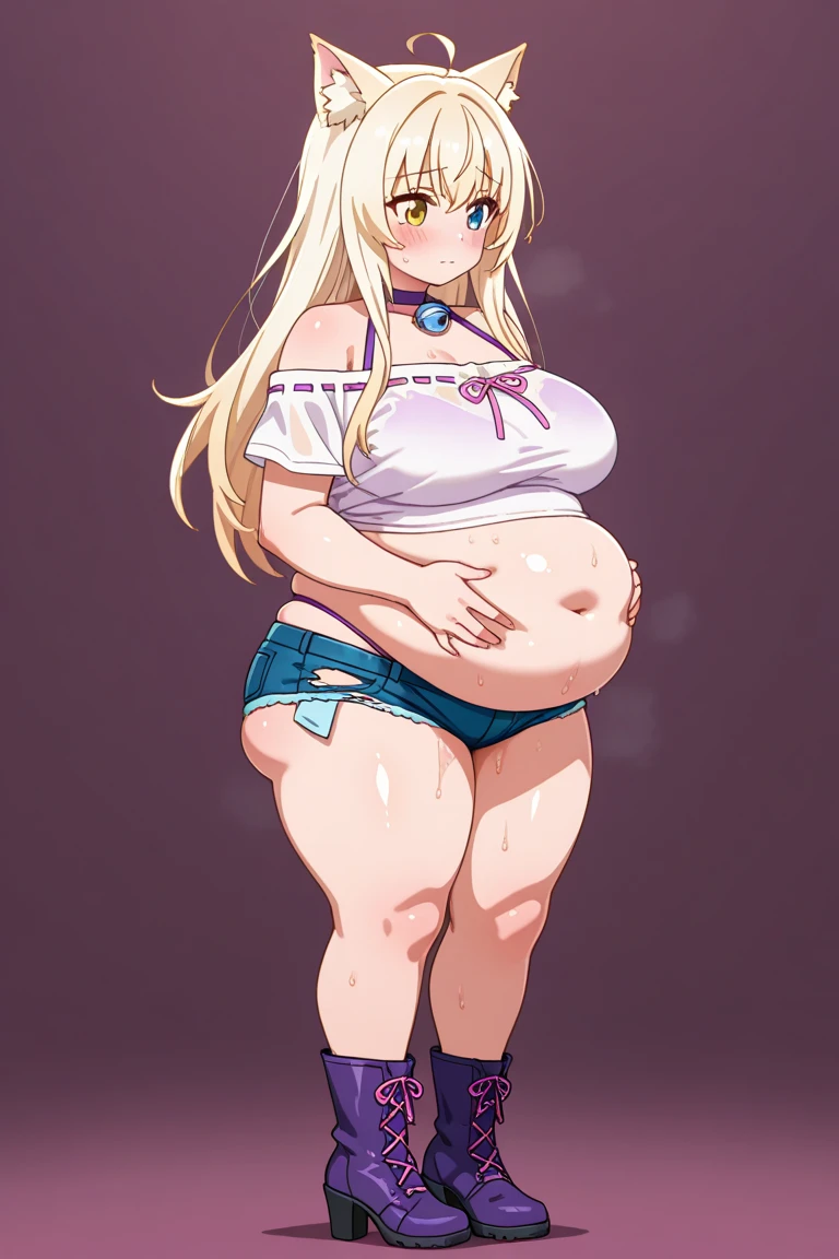 1 girl, blond long hair, in front, loving face, dancing, fit body, flat belly, a sexy light blue top, sexy white skirt, nightclub background