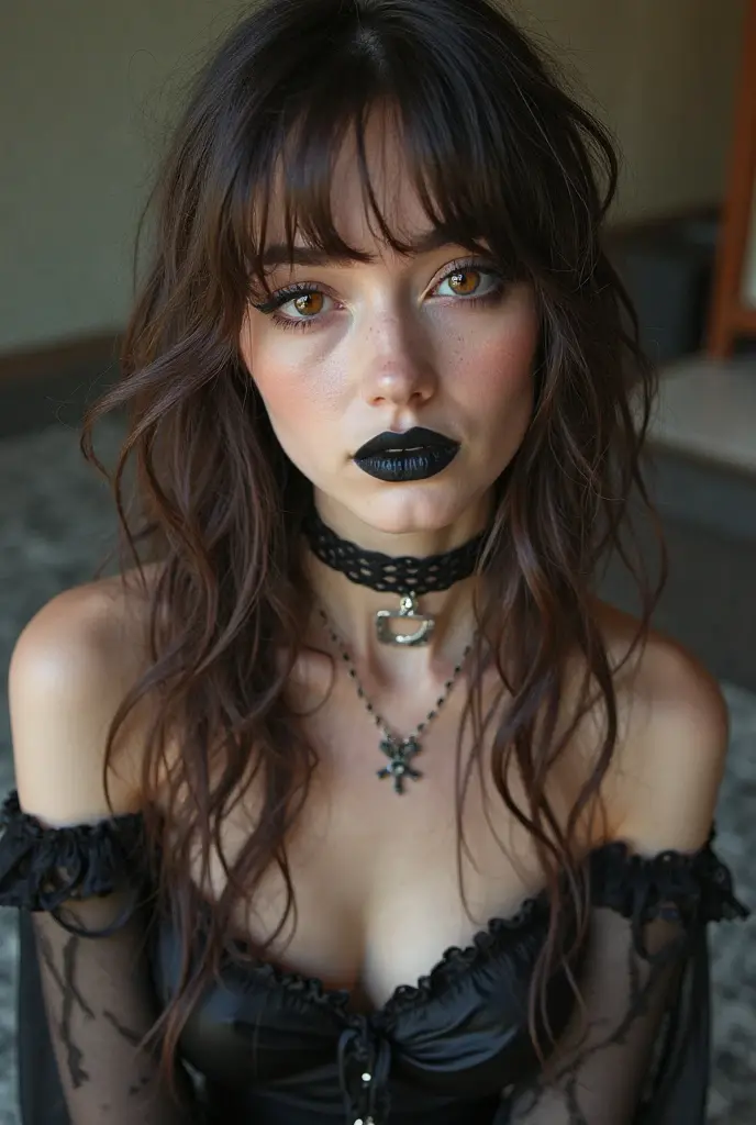 (best quality, hyperdetailed photography:1.2), beautiful european lady, ((dark black lipstick)), freckles, gothic makeup, soft light, skinny figure, head and breast portrait, cover, (detailed beautiful face, detail skin texture, ultra-detailed body:1.1) sexy vampire women, full body