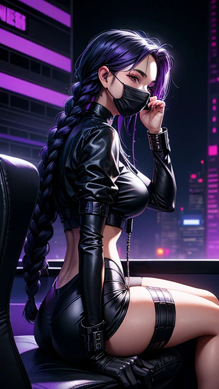 anime girl with purple hair sitting on a chair in front of a space ship, oppai cyberpunk, cyberpunk anime art, anime cyberpunk art, digital cyberpunk - anime art, digital cyberpunk anime art, cyberpunk anime girl, anime cyberpunk, female cyberpunk anime girl, digital cyberpunk anime!!, cyberpunk anime girl mech, smooth anime cg art, cyberpunk beautiful girl, detailed digital anime art, dreamy cyberpunk girl, cyberpunk girl, modern cyberpunk anime, detailed anime artwork, anime art wallpaper 4k, anime art wallpaper 4 k, ( ( cyberpunk ) )(шедевр, Лучшее качество:1.2), сложные детали, шабаш Ари, 1 девушка, одеваться, отрезанные рукава, расщепление, разноцветные волосы, светлые волосы, черные волосы, уши животных, колготки, маркировка усов, несколько хвостов, энергетический шар, верхняя часть тела, nsfw, hot, nipels
