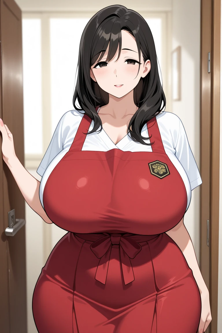 In the ward, A royal sister, White nurse's uniform, red lingerie, Gold earrings, red pupils, looking at viewert, big breasts, Sling black silk, full bodyesbian, Black hair, Long hair, pony tails, Nurse hat, Blush, red Lipstick , Ear blush, Unconscious, Heart-shaped pupils, Moles under the mouth, Best quality, Anatomically correct, Masterpiece, open mouth, tongue out, blushing, happy