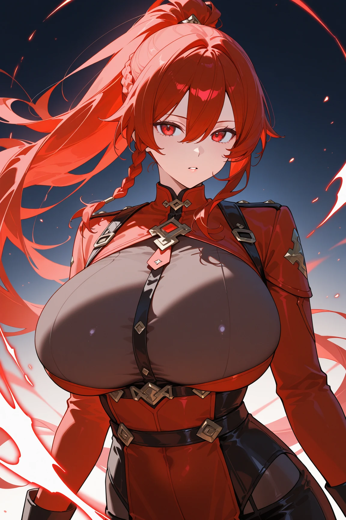 anime girl red hair green eyes big boobs --auto