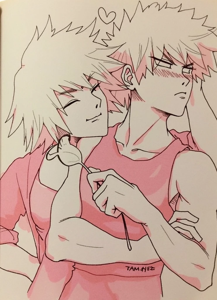 best quality , Black & White, line art, 2 men, 16 years old, full body,-Half body, long, dark, messy hair., white skin,, Scary eyes,A couple of love scenes in manga are cute: two men are confessing their love to each other.