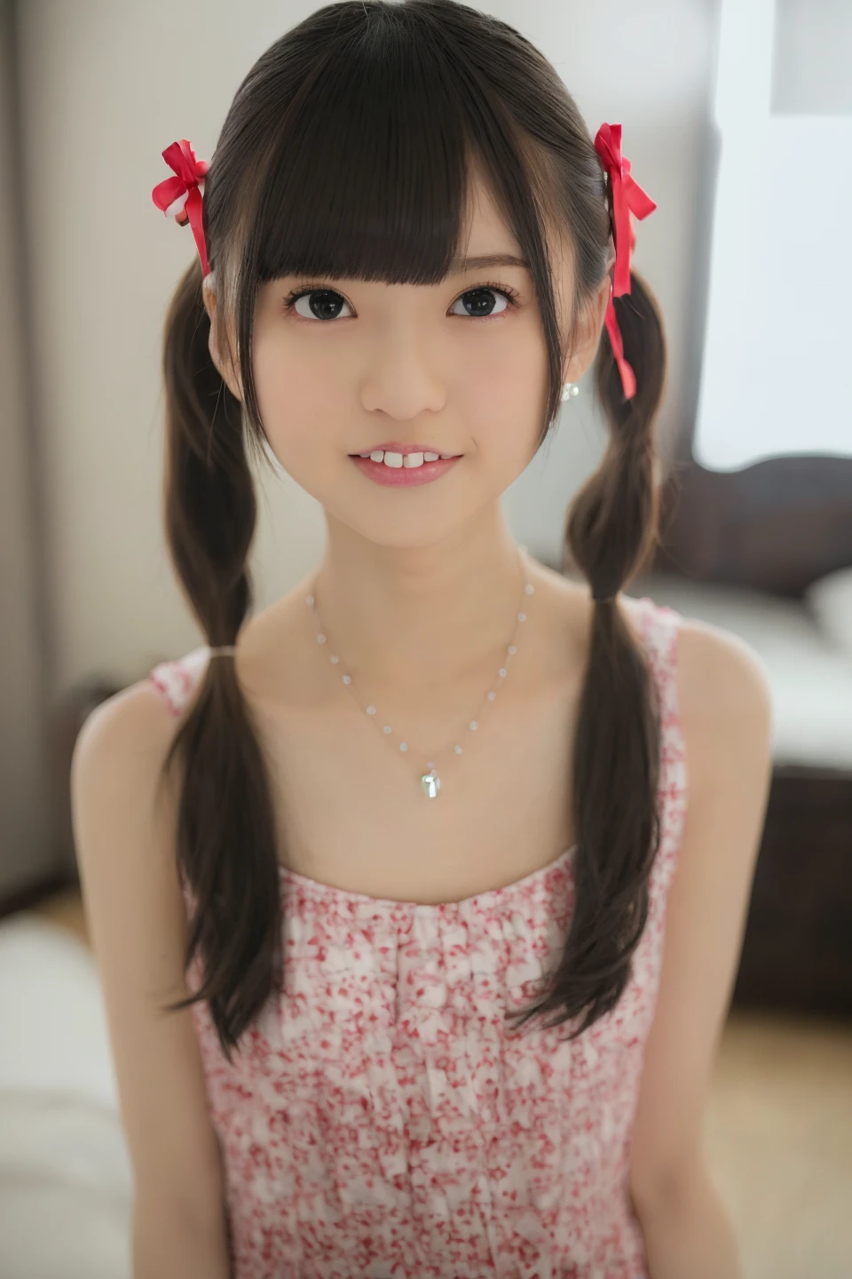 Japanese,Subjective、Beautiful girl at 6 years old:1.85,Baby Face:1.85、Ultra-flat chest:1.85、Ultra short height、M-shaped foot:1.85、Sleep on your back、An innocent smile,cute,Primary school students,フリルとリボンの付いたPrimary school students用ランジェリー:1.85、clavicle、Black Hair、Nipples are visible:1.85、On the crib:1.85、Childish、Missionary pose:1.85、Please spread your legs as far as possible