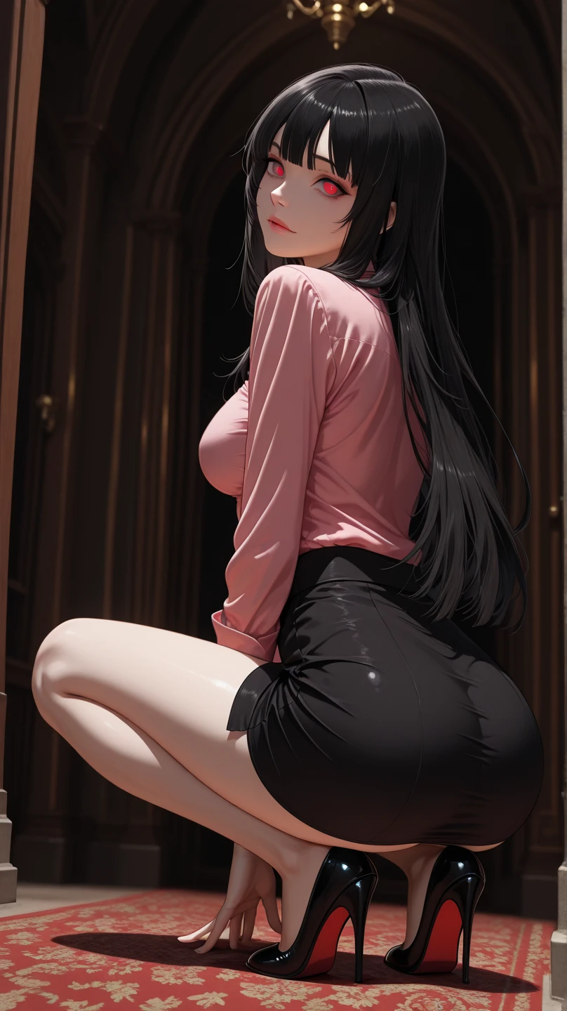 Kitagawa Marine, bangs, Hair Between Eyes, Multicolored Hair, Hair Tie, Lipstick, Girls, kogal, Makeup, BREAK Skirt, Shirt, Jewelry, , clavicle, White shirt, Pleated skirt, Collared shirt, Mini skirt, Bracelet, black skirt, Naughty big、big full breasts、BREAK looking at the viewer, Full body, BREAK (masutepiece:1.2), Best quality, High definition, Unity 8k wallpapers , (Illustration: 0.8), (Beautiful detailed eyes: 1.6), extremely detailed face, Perfect lighting, extremely detailed CG, (Perfect hands, Perfect anatomy), Open mouth smile、Stand on the escalator, (Up) escalator), ( lower body shot), Focus on hips, (shot from below: 1.3), (back view: 1.3)、 (black panties: 1.3)、(Rolling skirt: 1.3)、(Fully exposed panties: 1.5), outdoor、 outside the house