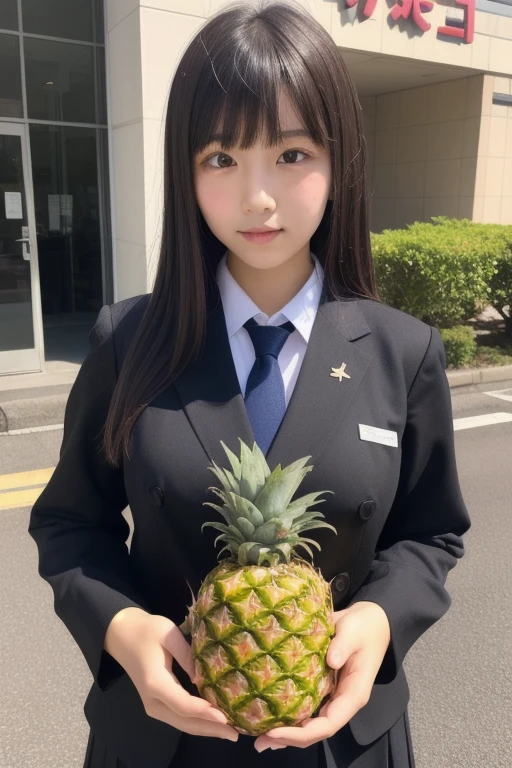 funassyi and woman, ai-uehara, school uniform, cowboy shot,  long black hair,  school <lora:funassyi-I:0.7>  <lora:aiUehara_v10:0.7>