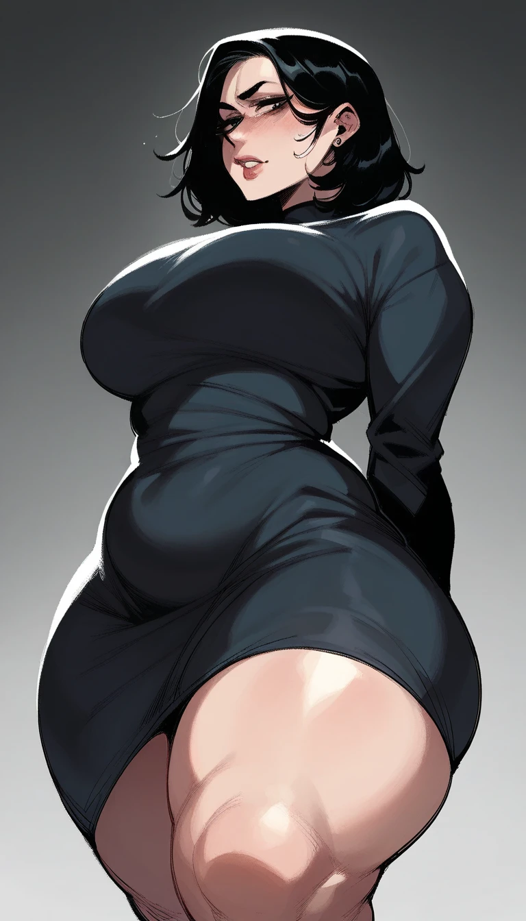 Very sensual, Big Ass, Thick legs, Very realistic, Very sexy, 8K, Extremely detailed 8K), (Very delicate and beautiful), (masterpiece), (Better Quality: 1.0), (Ultra-high resolution:1.0),saliva、Heart-shaped pupils, (masterpiece, Highest quality), One Girl, 、Big Breasts、cute、blush、orgasm、black hair、T-Shirts,full body,from front,huge breasts,leaning forward,breast hold