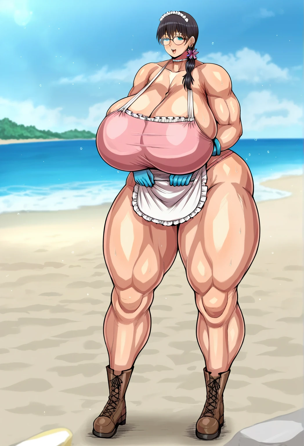 big breasts, big tits, Large areola, Thin waist, thick thighs, Barefoot, naked