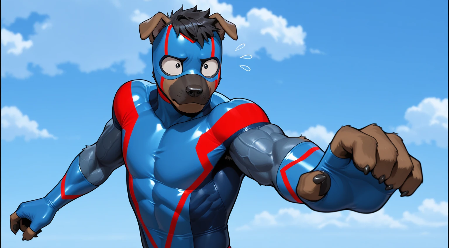 Super muscular adult boar beastman,(wear a sports uniform:1.8),Blindfold,Open your mouth and stick out your tongue,Some guys cum in my face,(Surrounded by red and black erect penises),(a large amount of semen on the face and body,:1.5),night,Outdoor,(Nipple ring piercing:1.5),Brown fur,Black hair and beard,(Deep throat and anal sex at the same time)