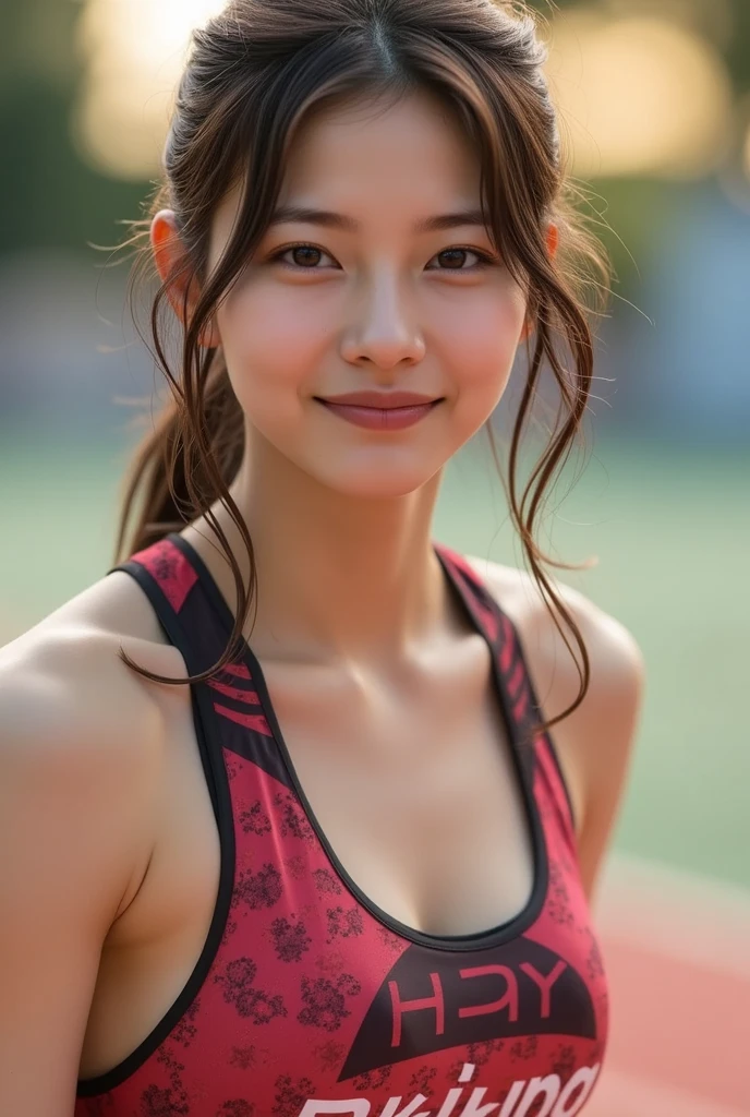 ((Top Quality, 8k, Masterpiece: 1.3)), 1 Girl, Beauty with Accentuated Slim Abs: 1.3, (Casual Hairstyle, Super Big: 1.2), Gym, Workout Wear: 1.2, Ultra Detail Face, Delicate Eyes, Double Eyelids, Soft Breasts, Smile, Ultra Exposed tits,sweat skin