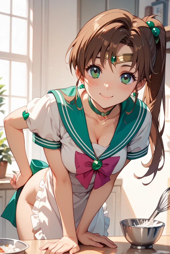 Sailor Jupiter、Brown Hair、ponytail、smile、Panty shot