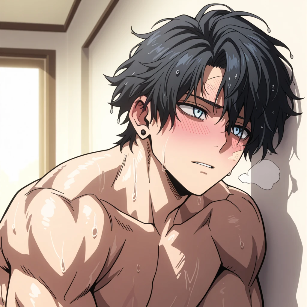 (masutepiece, Best Quality),The whole body of the boy,(younge boy),teenager face,posterior view,Body tilt,delicate big eyes,Open your eyes,,smooth and delicate skin,Short square face,Surprised expression,infancy,young age,short round face,Flat chin,finely detaild face,well-muscled,short bright black hair,with an intricate,nakeness,(backbone:1.2),the night,vivd colour,(depth of fields:1.2),Raised sexy,Lie face down,Bedrooms,