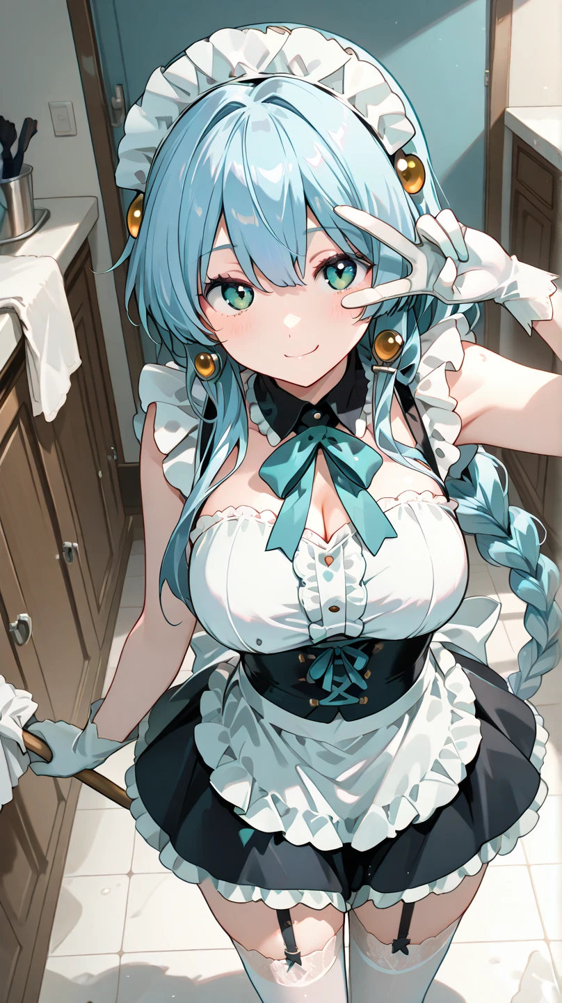 High resolution, High resolution, Very detailed, High-resolution model, Sakuya Izayoi、Large Breasts, smile, Blushing, Open your mouth, Bright Eyes, Yandere, Maid clothes、