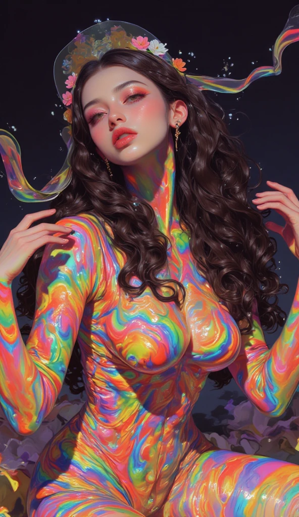 iridescent painting, prismatic, holographic, chromatic aberration,
masterpiece, best quality, 1girl, <lora:kwFemaleBeta42_SDXL_v1:1>, cleavage