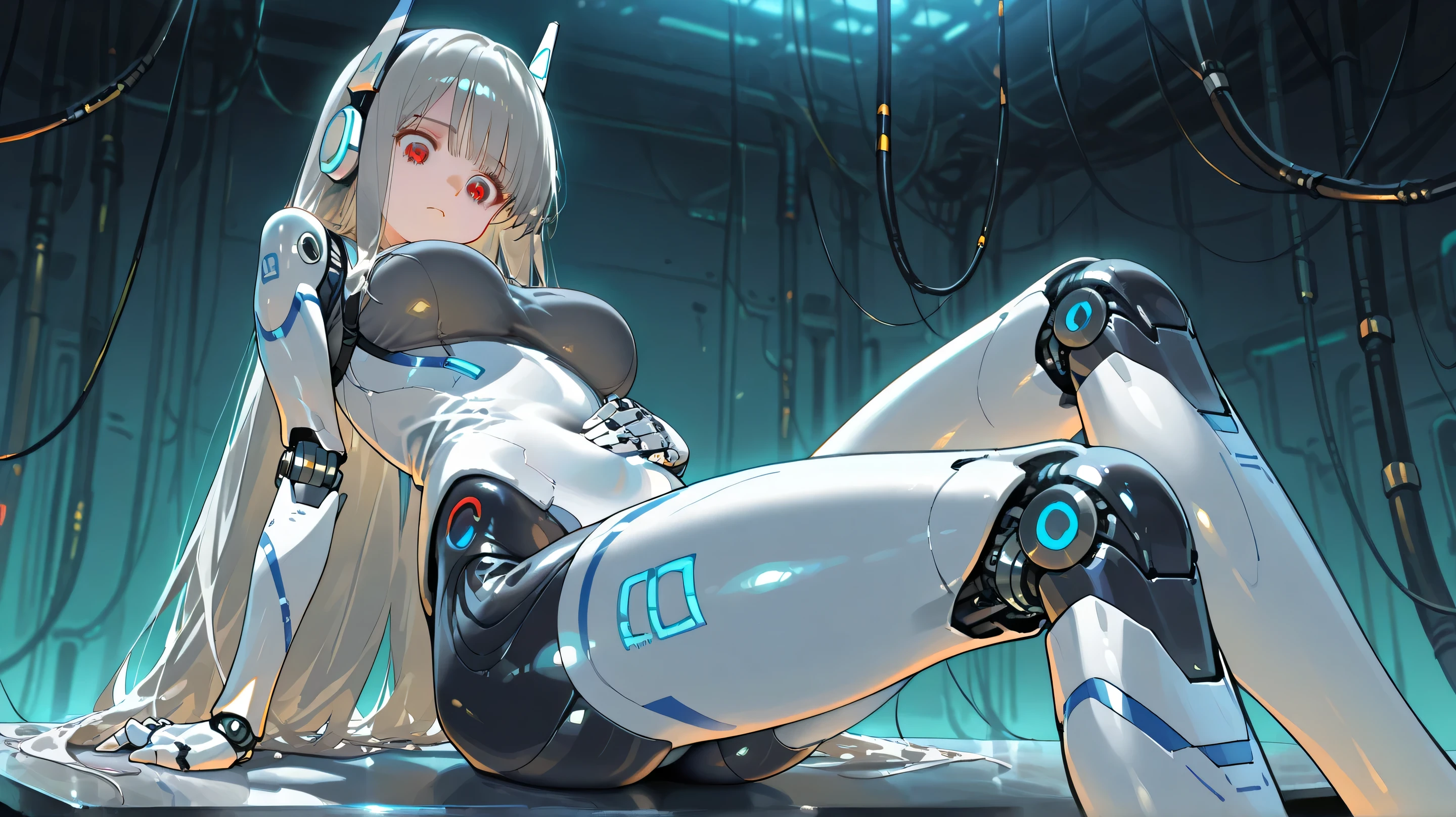 quality\(8K,Extremely detailed CG unit wallpaper, masterpiece, high resolution, top-quality, top-quality real texture skin, Surrealism, high resolution, RAW photos, Best quality, Very detailed, Light, Light line tracing, Golden Ratio\), ((nsfw)), Correct anatomy, mechanical lady, Robot girl, Doll Girl, ribbon, bunny girl, Highlight the essentials, Close-up above the waist, Close-up above the waist, (On all fours, Artificial vagina), Back, ((Stick your butt out:1.3, butt, big butt, Fleshy buttocks, Butt up, charming, Thick butt)), ((big butt, Big butt)), tights, Mechanical belt, Jeweled belt, Horological elements, Secular elements, silver, Bright silver, Silver, Anti-Light texture, Metallic, (Old inn, Shabby Room, bed, Neon lights outside the window)