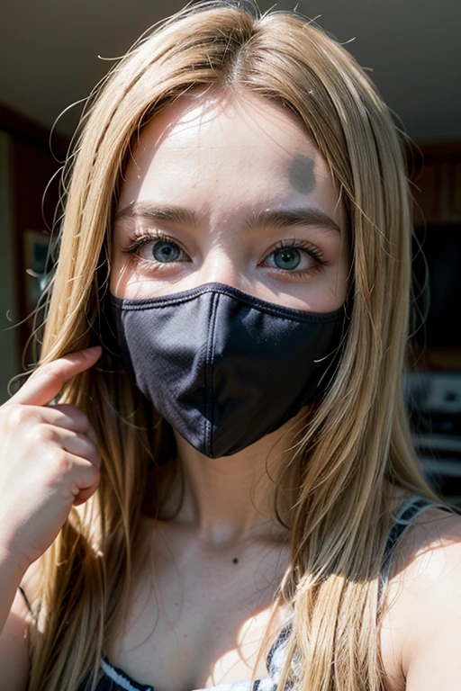 <lora:Rose:.7>, simple background, upper body, at front, portrait, <lora:GoodHands-vanilla:0.8> better_oppai, Hunter Green blouse, shirt, long hair,
A fabric mask is worn, with adjustable straps that go behind the ears. The mask is made of a double layer of breathable material and has a wire nose bridge for a secure fit. The fabric is plain and neutral in color.