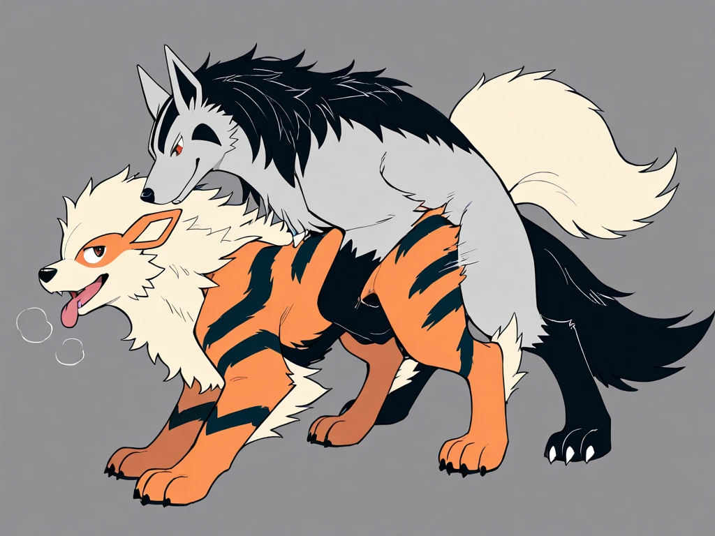 (by chunie and juiceps and zackary911 and klaide) single, ((arcanine\(pokemon))), 20 years old, nsfw, (big feral), (big size),(feral), (feral pokemon), feral pokemon, 4 legs, big balls, canine dick, big dick, claws, fangs, muscular body, verry strong body, (on all fours), (big dog), long tail, fluffy tail], (side view),(erotic pose), (butt up), (raised butt), incentive, motion lines, duo, sex, male/male, penile penetration, score_9, score_8_up, score_7_up, score_6_up, score_5_up, score_4_up