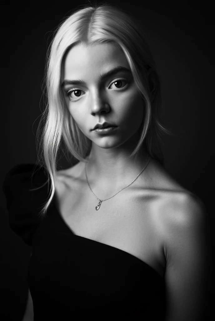 a fashion portrait of a beautiful super model wearing haute couture of Spearmint, photo by diane arbus, professional medium format film, sharp focus, autumn, evening, colorful, abstract background, (upper body:1.4), skinny, platinum blonde hair, blue gray eye pupil, tall, walking, <lora:weber:0.9> bright, black & white, monochrome, dynamic angle,