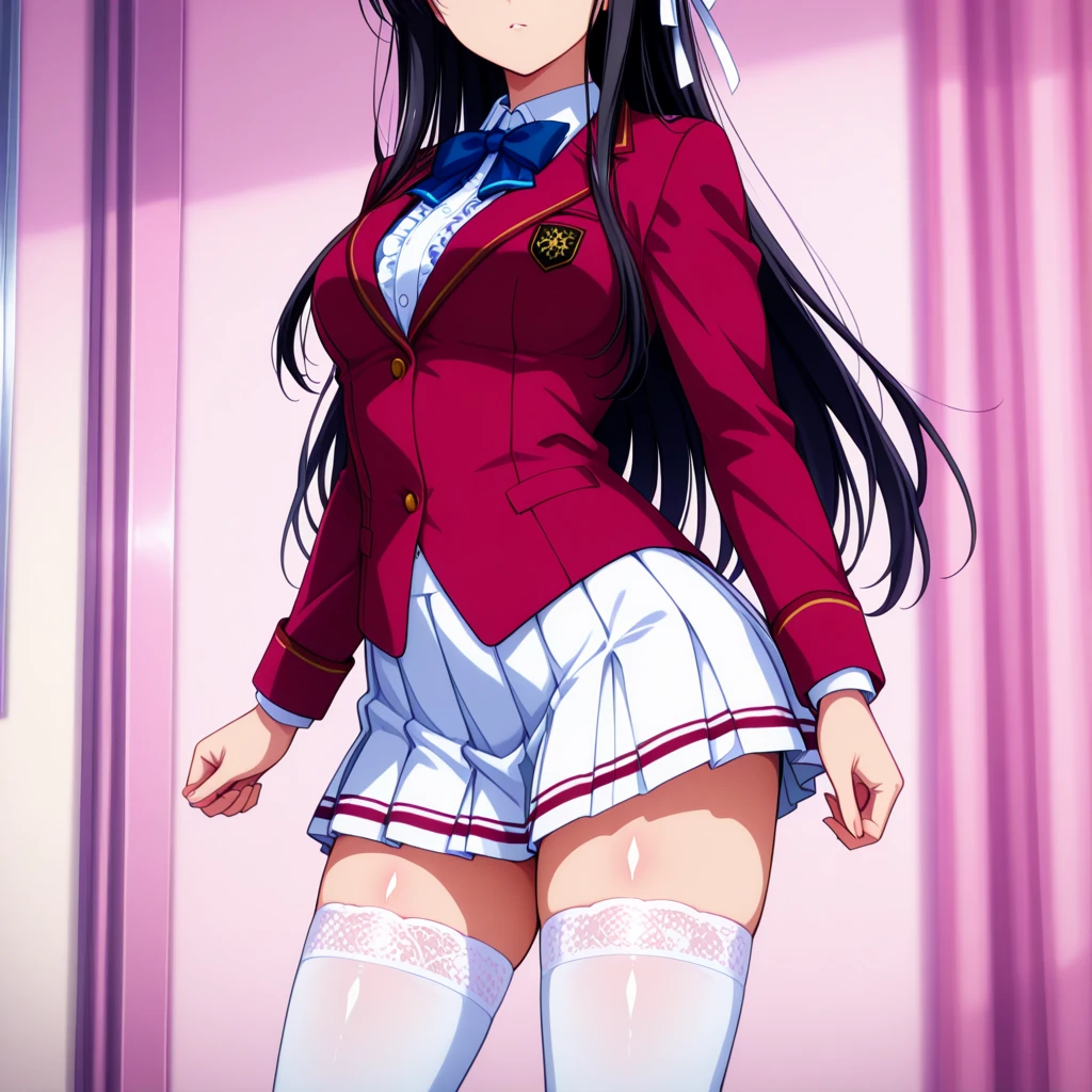 nagatoro hayase, (red lingerie), cleavage, 18 year old, big breasts, (from below:1.2), blush, best quality, masterpiece, perfect lighting, full body, laying on bed