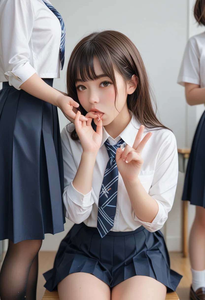 Pubic hair grows、Smile full of happiness、((During hard sex:1.3))、Pink Panties、、Panting face、Lacking、After being attacked、school girl outfit(Plaid miniskirt)、a sailor suit、Sweating、Expression in a state of excitement、short-hair、eye glass、????????