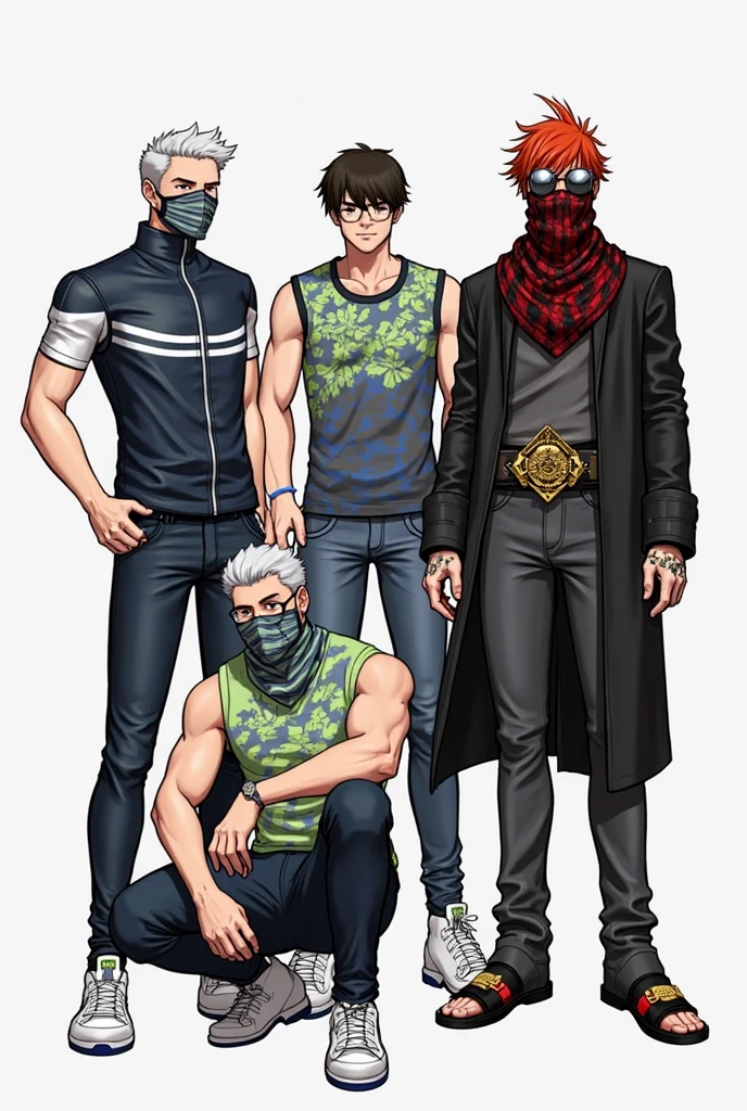 A mask（black in color，Raised sexy，Fit to face，Motorcycle masks）, mtu（musculature，Raised sexy，Robbery is underway，Sense of oppression，Wear a face covering，年轻，20yr old）， Rambling, Muscular!!, Muscular!, anime style character, as an anime character, Male anime style, muscular character, Wearing a vest, male anime character，Caricature of a man wearing a mask and a green vest,A punk who is robbing（Raised sexy，年轻，20yr old），Gay likes，Gay ，A mask（black in color，Raised sexy，Close to the face，Motorcycle masks），Big back（Handsome，white colors），Bandits (Best quality, 4K, High-res，Raised sexy), Vibrant colors，Big breasts!