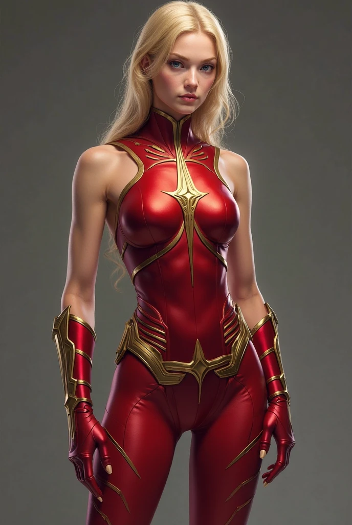uma mulher em um traje vermelho e dourado posando para uma foto, bodybuilder superhero bikini, Modelo IG | Artgerm, superhero body, Ross Tran 8 K, Wojtek FUS, super-hero girl, como visto no Artgerm, Obra-prima da CGSOCIETY, Artgerm JSC, Artgerm extremamente detalhado, female superhero proportions, cgsociedade inspirada, Supergirl