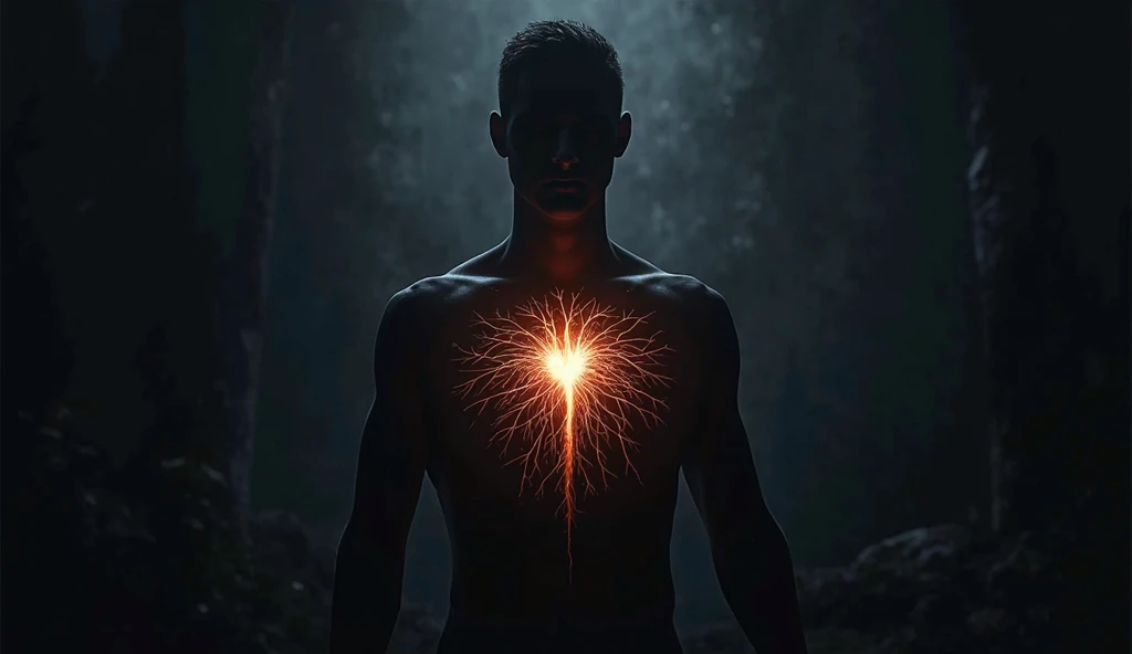Amidst an ancient and overgrown forest, the essence of magic takes form through a young man, his hair as dark as the shadows and his eyes a radiant golden blaze. A mystical mark graces his neck, shimmering with latent power. Within a clearing, he stands engulfed in a cascading torrent of flames, the fire's heat tempered by an otherworldly energy. As the magical fire spirals and dances, it conjures a swirling dance of luminous particles, each a fragment of his ethereal aura. Arcane symbols materialize in midair, their glow casting an eerie light on his intense focus. The scene exudes a sense of ancient power and hidden knowledge, as if the woods themselves are alive with long-forgotten secrets. The mood is one of serene intensity, where the balance of nature and magic intertwine. The illustration style captures this mystical aura through detailed digital artistry, combining intricate linework with vibrant color palettes. --ar 16:9 --v 5