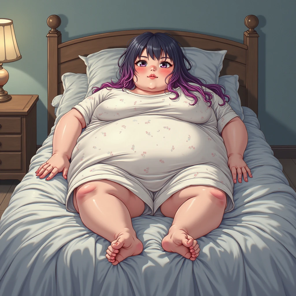 (8k, best quality, tmasterpiece:1.2),\(eye detailed\),\(Facial features\),(\(Clothes detail details\)\),(1 girl:1.3), (huge breasts, breasts apart, sagging breasts:1.3)   30 years old,solo,full body,long wave hair,black hair,shiny hair,(eyes closed:1.3),(/sleeping girl:1.4)/,closed the mouth.(the girl is sleeping in the bed:1.5),huge breasts,breasts sagging,wearing school uniform,dark blue shirt ,(dark blue mini skirt:1.3),(faintly visible cute pink underwear：1.1).(bed is the hospital stretcher bed),(the background is School medical room),(Sleeping in big font:1.36),Relaxed expression, (she fell into a deep sleep and closed her eyes:1.3)