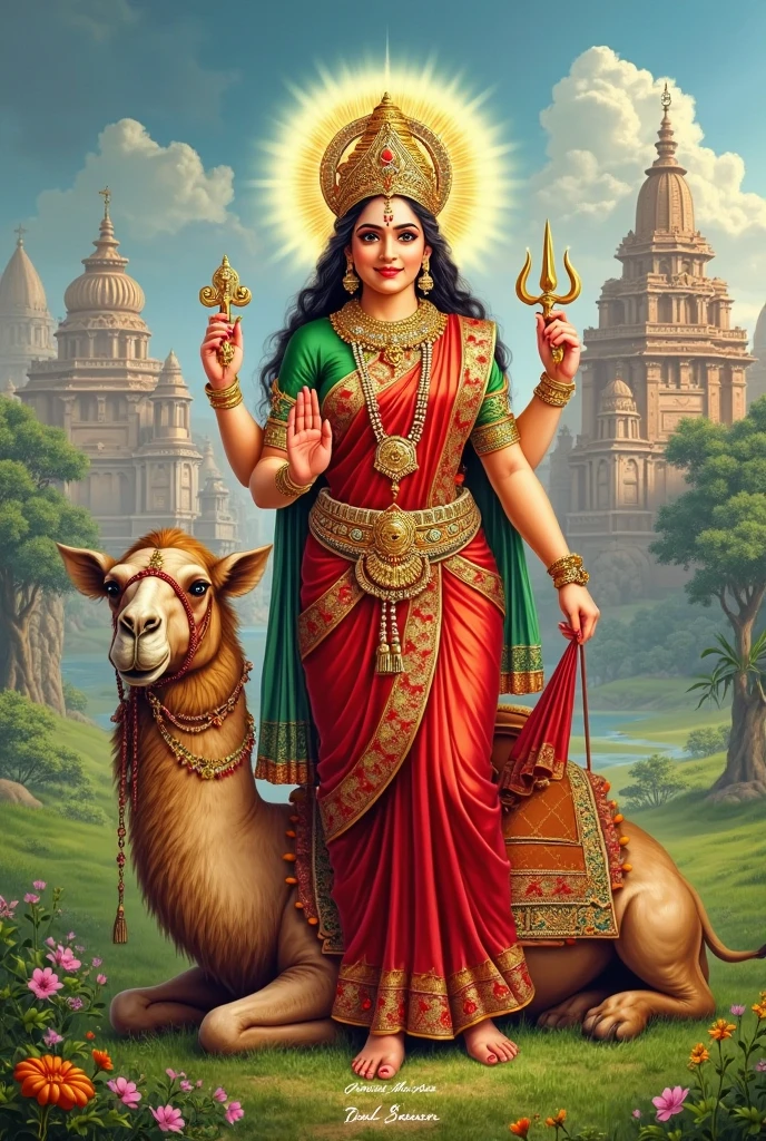 શ્રી ગેલ માતાજી એક મોટા ચિંગડા વાળા સફેદ રંગ નાં ઘેટાં પર બેઠા હોય છે અને શ્રી ગેલ માતાજી નાં હાથે આશીર્વાદ આપતા હોય છે અને બીજા હાથે માં તલવાર,ત્રીશુલય,ચક્ર, હોય છે અને શ્રી ગેલ માતાજી એ લાલ રંગ ની સાડી પહેરી હોય છે અને તેનું બ્લાઉઝ લીલા રંગનું હોય છે શ્રી ગેલ માતાજી ની બાજુ ૬ બહેનો સાથે ઉભા હોય છે અને ૬ બહેનો નાં હાથ માં ત્રીશુલ હોય છે અને શ્રી ગેલ માતાજી નાં ગળામાં ફુલો નો હાર હોય છે અને ઘેટાં નાં ગળામાં ધંટડી હોય છે અને શ્રી ગેલ માતાજી સાથે મળીને સાત બહેનો હોય છે 