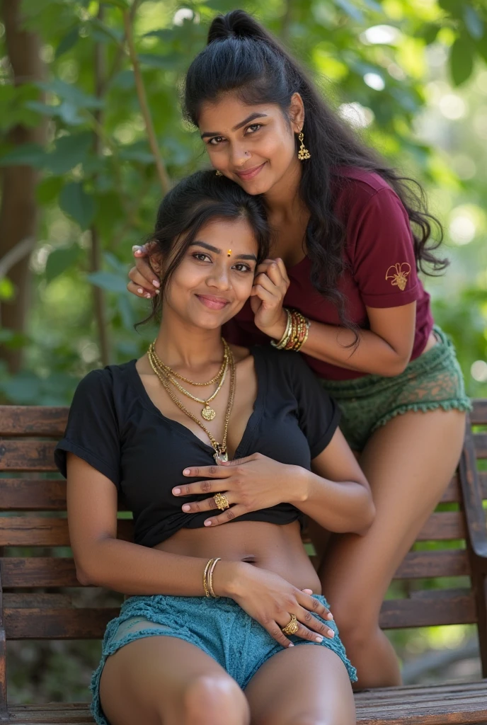 2 young and indian girl and boy sit on thigh