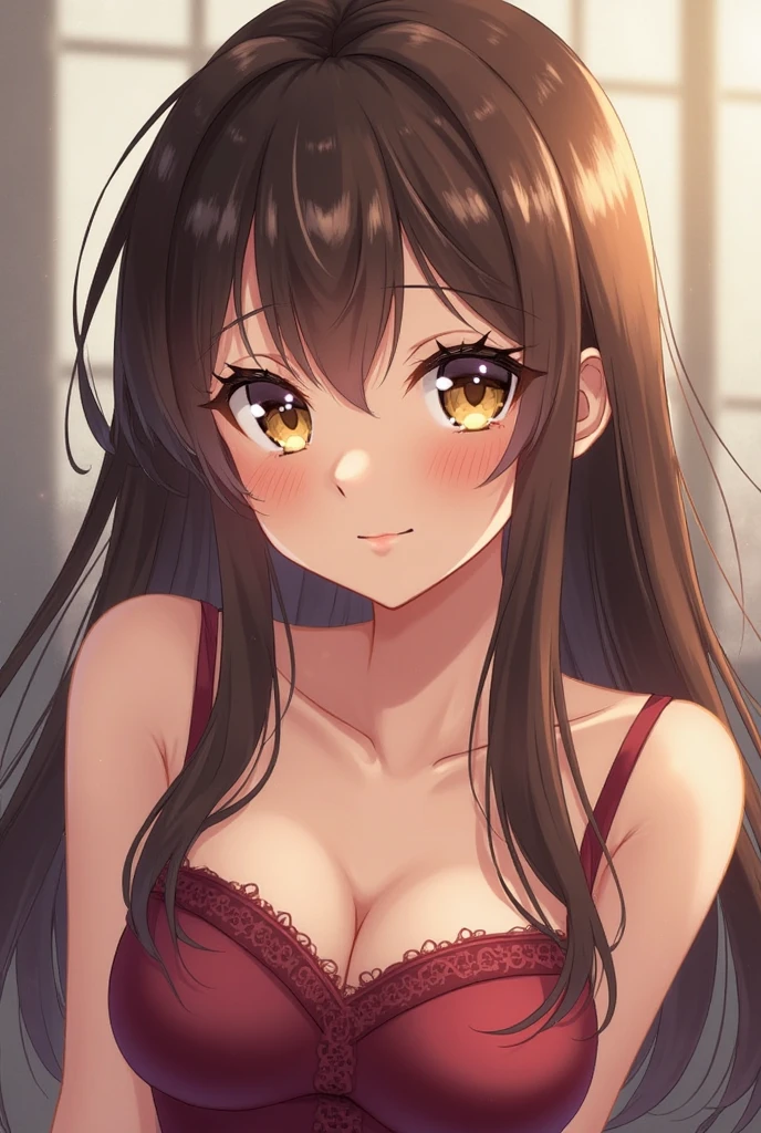 asunayuuki, asuna yuuki, long hair, brown hair, (brown eyes:2),
BREAK lingerie,
BREAK indoors, bedroom,
BREAK looking at viewer, BREAK (masterpiece:1.2), best quality, high resolution, unity 8k wallpaper, (illustration:0.8), (beautiful detailed eyes:1.6), extremely detailed face, perfect lighting, extremely detailed CG, (perfect hands, perfect anatomy),