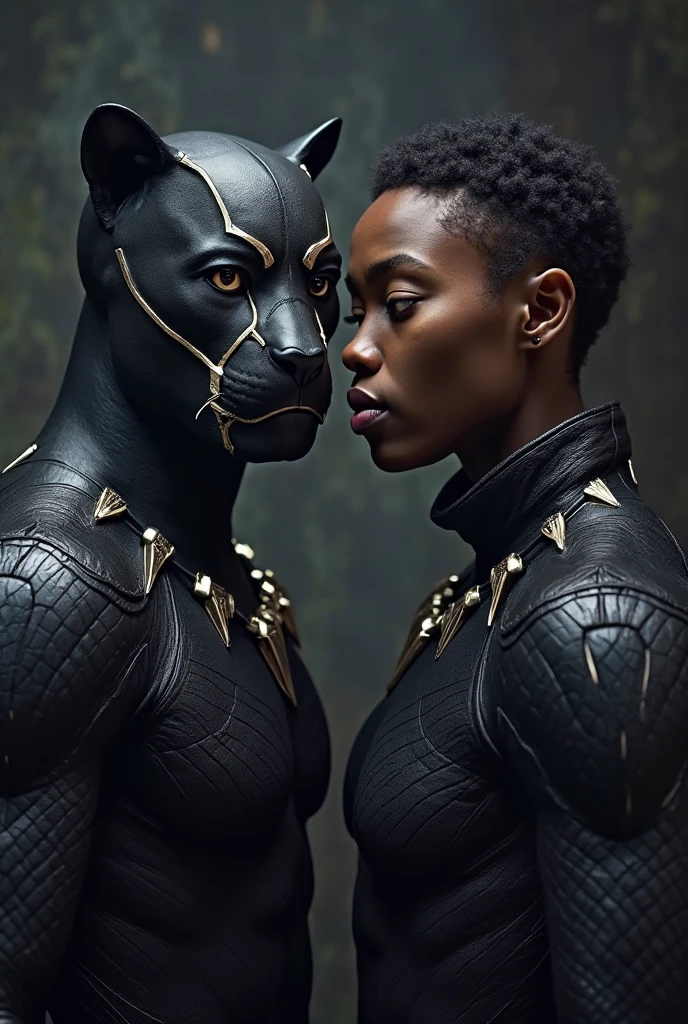 Iron girl kissing bleck panther girl