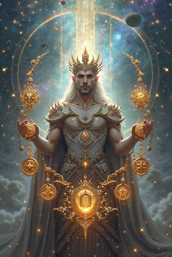 God of the planet Venus, Man with the planet Venus floating in his hands, 8k, detalhes intricados --auto --s2