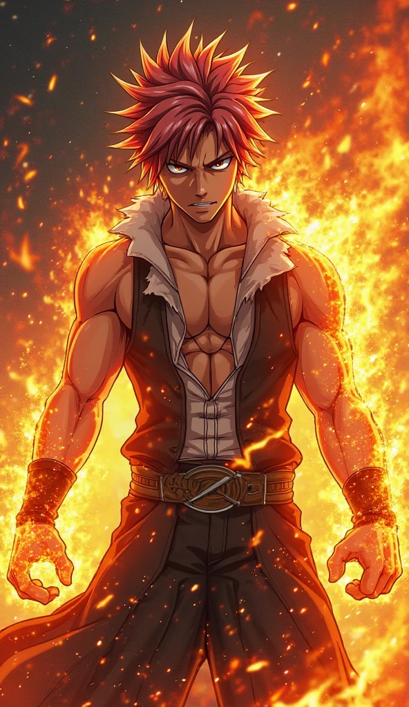 ​masterpiece, Top quality, 16k uhd, Stand, 1 male fire genasi with orange skin, Fire Wizard, no top, Free upper body, Six-pack muscles, muscular physique, elegant black trousers, fiery burning flame hair, Fire Mage, a swirling fireball hovers above his left hand, Magical setting, Confident Pose, devilish smile. highly detailed facial and skin texture, detailled eyes, square eyebrows, Amber eyes with sparks, Fine facial features, chiseled jawline, Shiny orange skin with smoky undertones