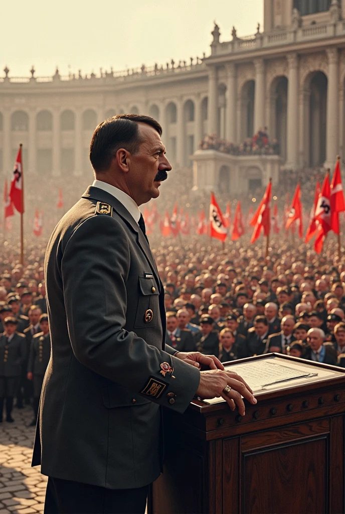 Here is a summary of the 11 characteristics of Adolf Hitler and a brief description of each one.:
### 1. **Racist and Anti-Semitic Ideology:**
- He believed in the superiority of the "aryan race" and promoted anti-Semitism, which led to the genocide of millions of Jews during the Holocaust.
### 2. **Extreme Nationalism:**
- He defended the idea of a powerful Germany and expanded its territory through military aggression, causing World War II.
### 3. **Totalitarianism:**
- Established a totalitarian regime, eliminating opposition and controlling all aspects of life in Germany.
### 4. **Oratory and Propaganda:**
- He was an effective speaker and used propaganda to manipulate the population and foster a cult of personality..
### 5. **Militarism and Expansionism:**
- Promoted military power and war as means to achieve its political and territorial objectives.
### 6. **Authoritarian and Ruthless Character:**
- He ruled in an authoritarian manner and was known for his brutality, ordering the elimination of any threat.
### 7. **Apocalyptic vision:**
- I believed that war and destruction were necessary for the "renewal" de la aryan race.
### 8. **Paranoia and Distrust:**
- He was deeply paranoid and distrustful of his allies, which led to purges and disastrous military decisions.
### 9. **Organizational Skills and Political Ability:**
- Reorganized