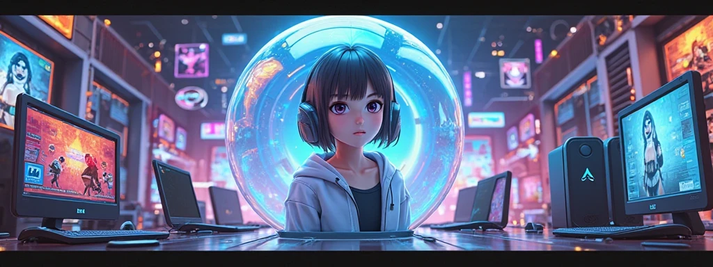 In the heart of the autism world a young autist girl with short brown hair, cute hoddie and purple outfit, discovering her world with happiness and curiosity, cute pose, in a magical world, creates a autism atmosphere, energy and creative images around her. The angle of the scene is dynamic, capturing the intensity of the moment, fine quality golden eyes, eyes looking at the camera, ultra detailed, Beautiful and aesthetically pleasing, masterpiece, Best quality score, (fractal art: 1.3), Extremely detailed , dynamic angle, raytraced, middle body, close up, particles and hard lights