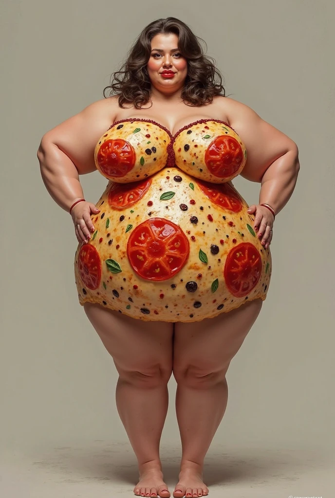 A full woman, warning apple fruit dress
