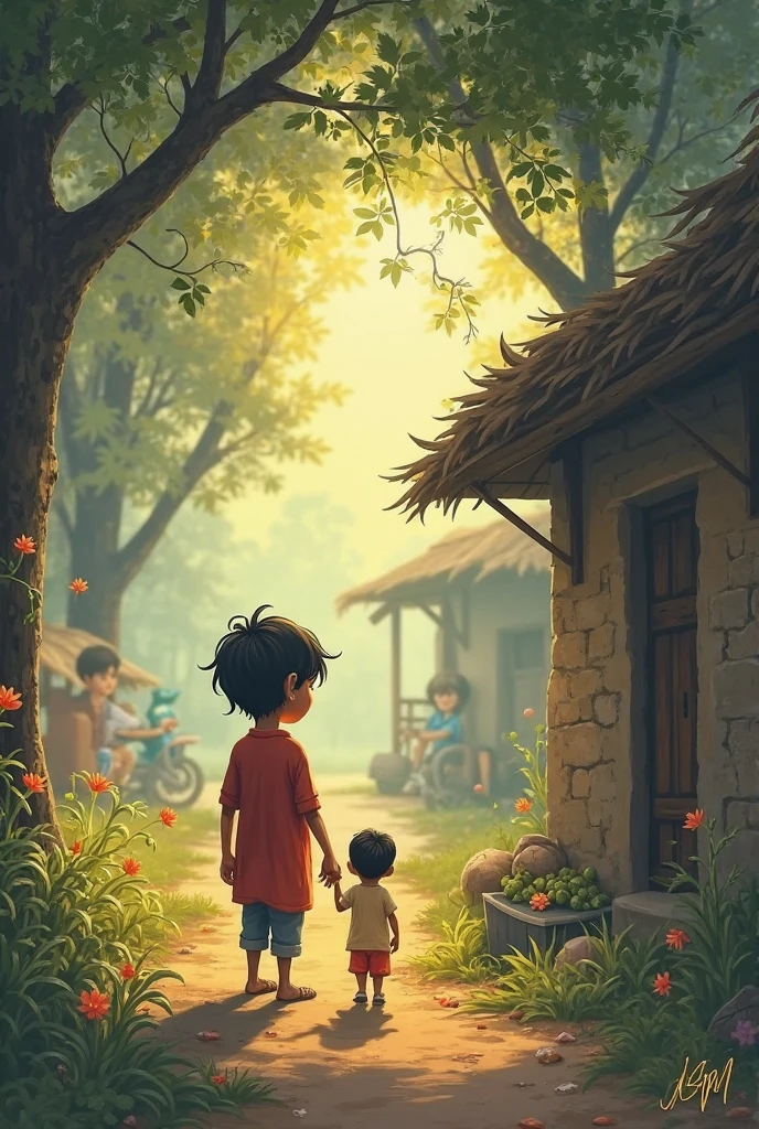 **The traveler began to tell a story. It was about a poor boy named Deepak from a small village. Deepak also had no interest in studying. He worked in the fields every day and rested at home in the evening. His parents always advised him to study, but Deepak never paid attention.**
