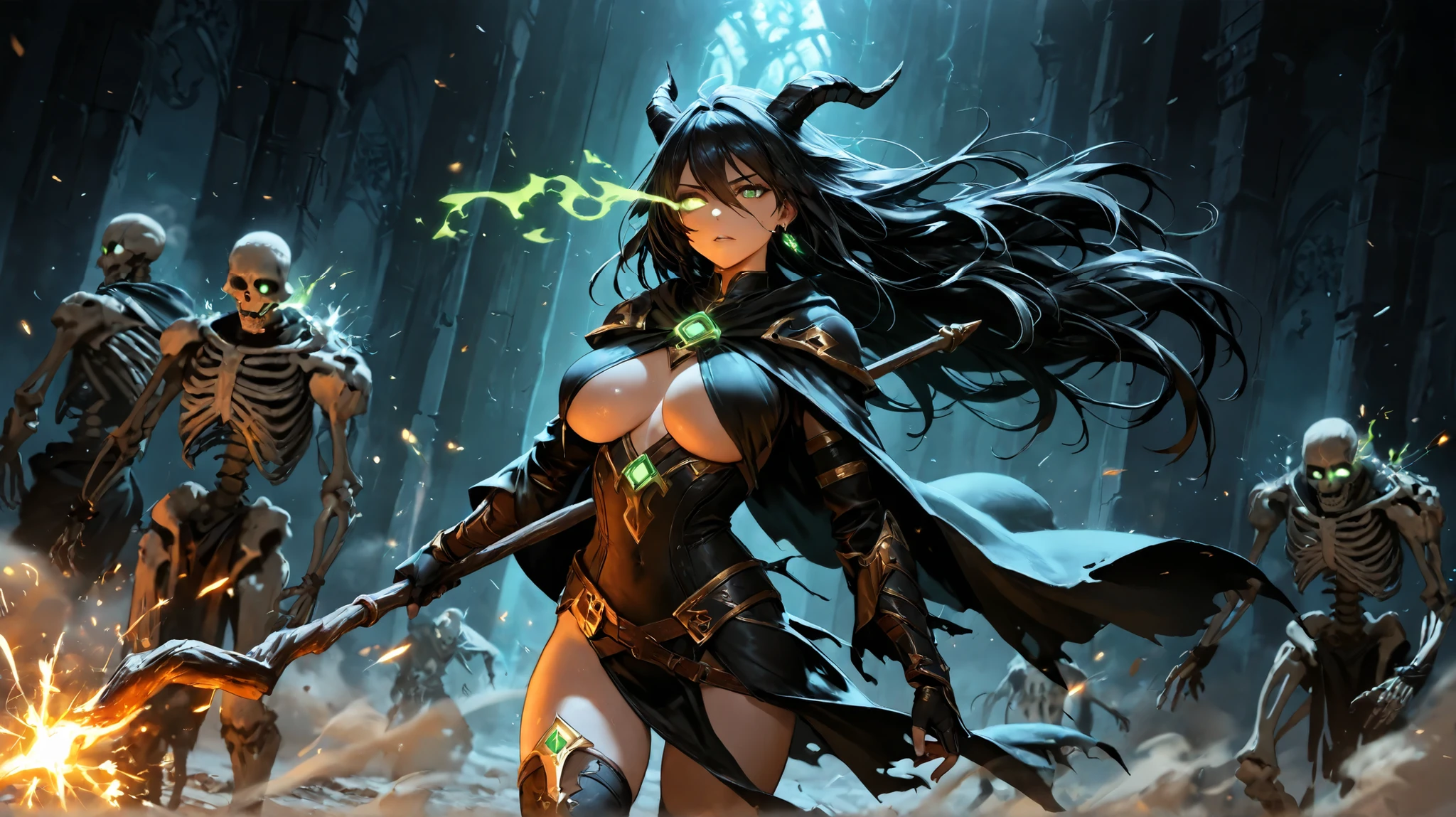 masutepiece, Best Quality, 超A high resolution, Beautiful, visually stunning, Elegant, incredible details,  Award Winning Painting, (dark art:1.1), deepshadow, (Dark Green theme:1.2),   R1GE:1.5, blazing, aura, energy, Pillar of Light, flying debris, [Serious|angry], Floating hair, (1 rabbit), muscular,