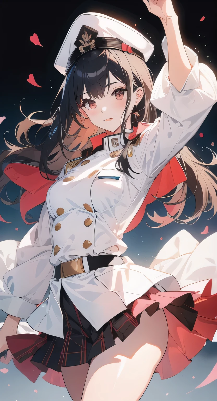 Female Instructor military white uniform military white hat dark haired It looks scary but it looks fun Atmosphere of Seduction Skirts dance pose