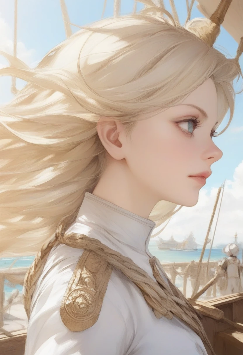 best quality, masterpiece, upper body,
woman,
windblown blonde hair,
sparkling eyes,
steampunk nude
windy,